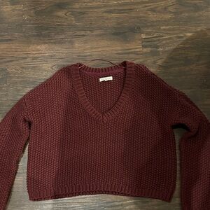 La Hearts Deep Red V-Neck Sweater